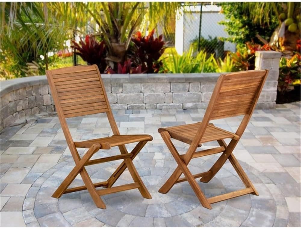 East West Furniture BFMCWNA Fremont Foldable Patio Dining Chairs - Acacia Wood, Set of 2, Natural Oil