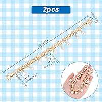 Vista 5 de PH PandaHall Dijes dorados para bolso, 2 piezas de 9.8 pulgadas, con perlas, extensor, correa decorativa para bolsa, cadena de aleación dorada
