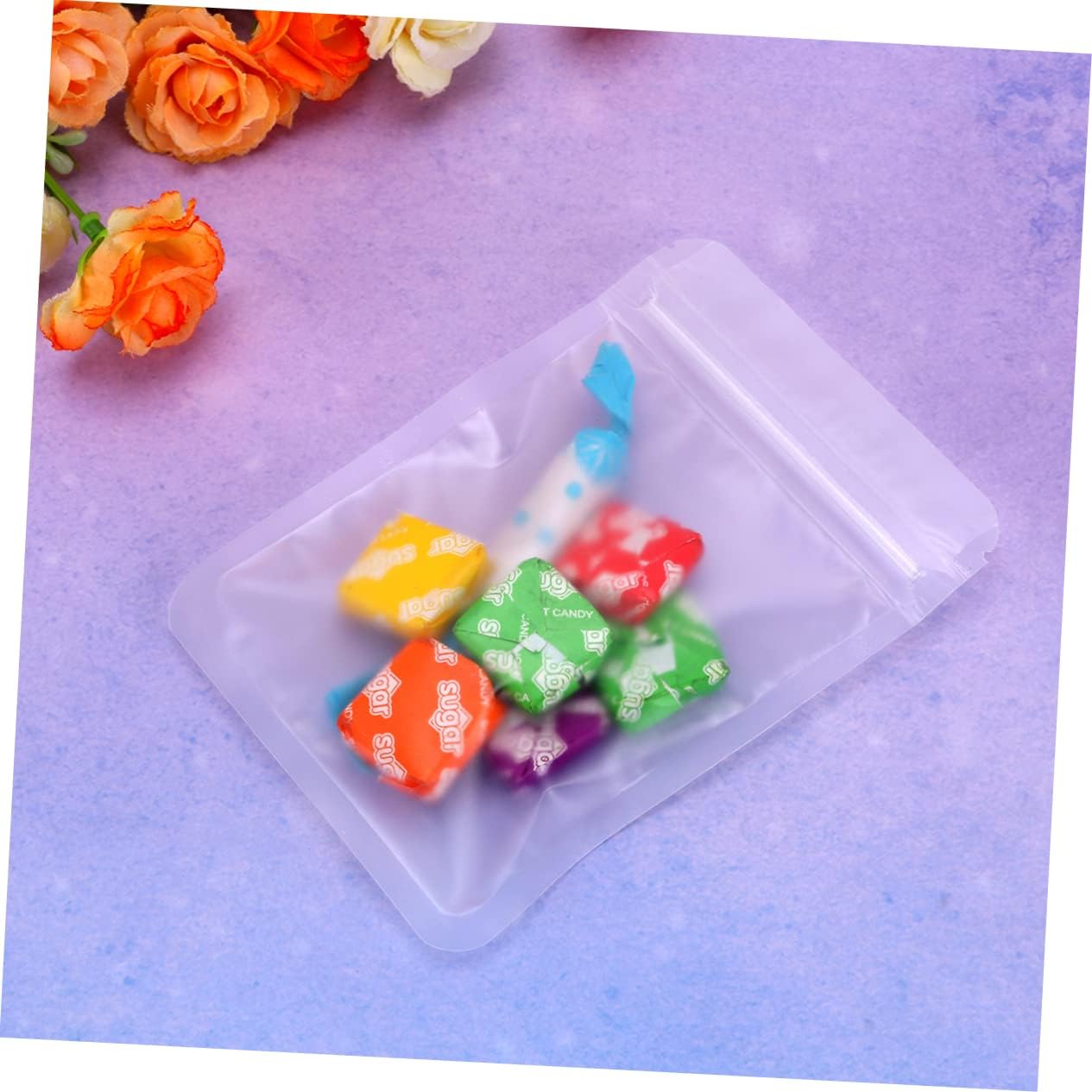 100pcs Reusable Snack Baggies Self-standing Zippered Pouches for Food Storage