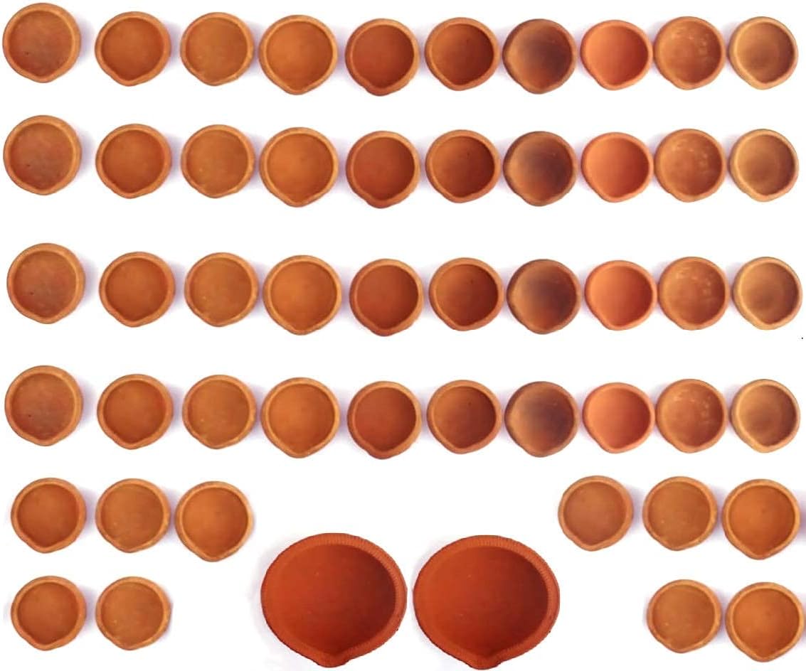 Kaka Jiji handicrafts Diwali/Deepawali Hand Made Mud Clay lamp-Deepak (Diyas)-Set of 101 Pieces with Diya Batti | Clay | Diya Decorative | Diya for Pooja | Diwali Gifts and Decoration mitti Diya