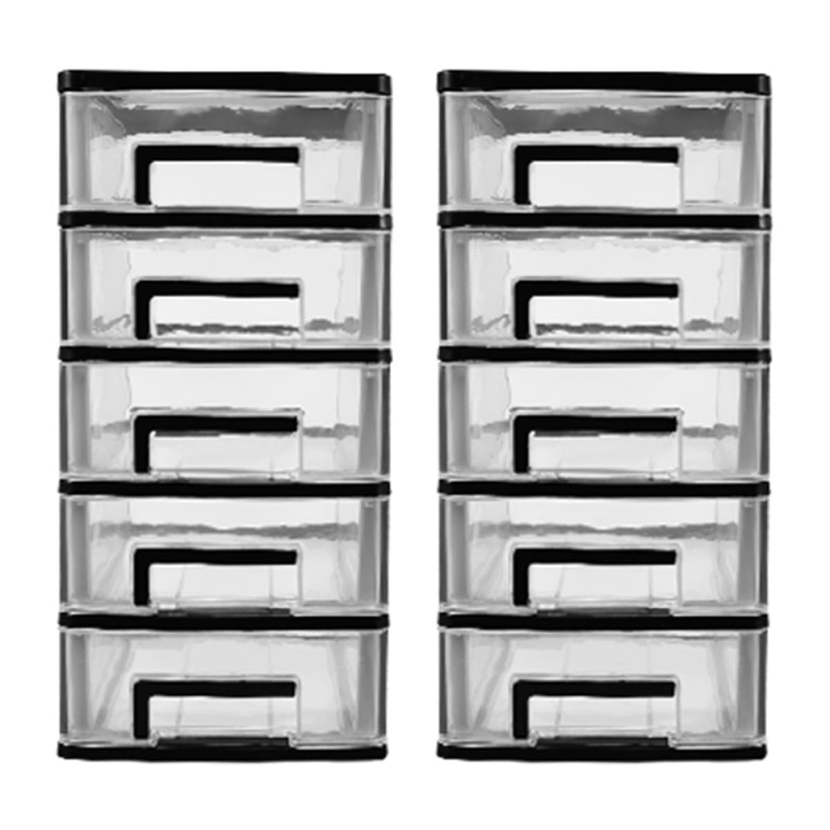 BESPORTBLE Cassettiera in Plastica Trasparente 5 Livelli 2 Pezzi, Cassetti Portaoggetti da Scrivania Multiuso per Ufficio, Organizer per Trucco e Bagno Ampia Capacità Salvaspazio