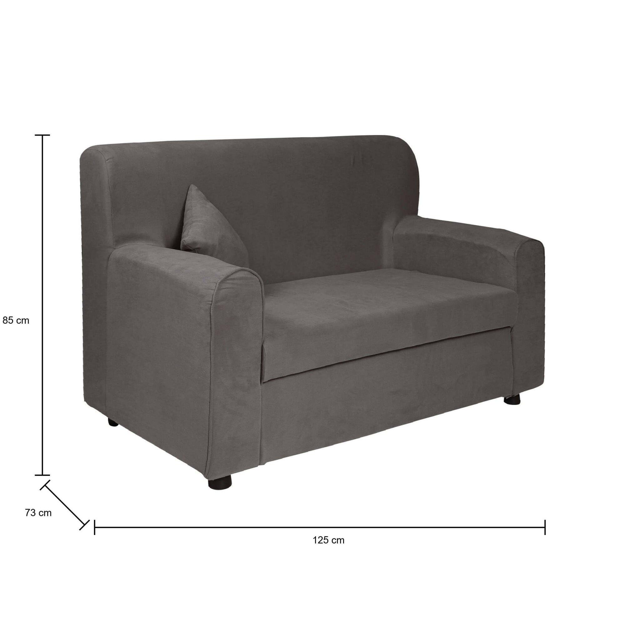 Dmora Divano Fisso 2 posti Baeza, Divano in Tessuto, Sofà lineare salvaspazio, Divano per Piccoli Appartamenti, 125x73h85 cm, Grigio