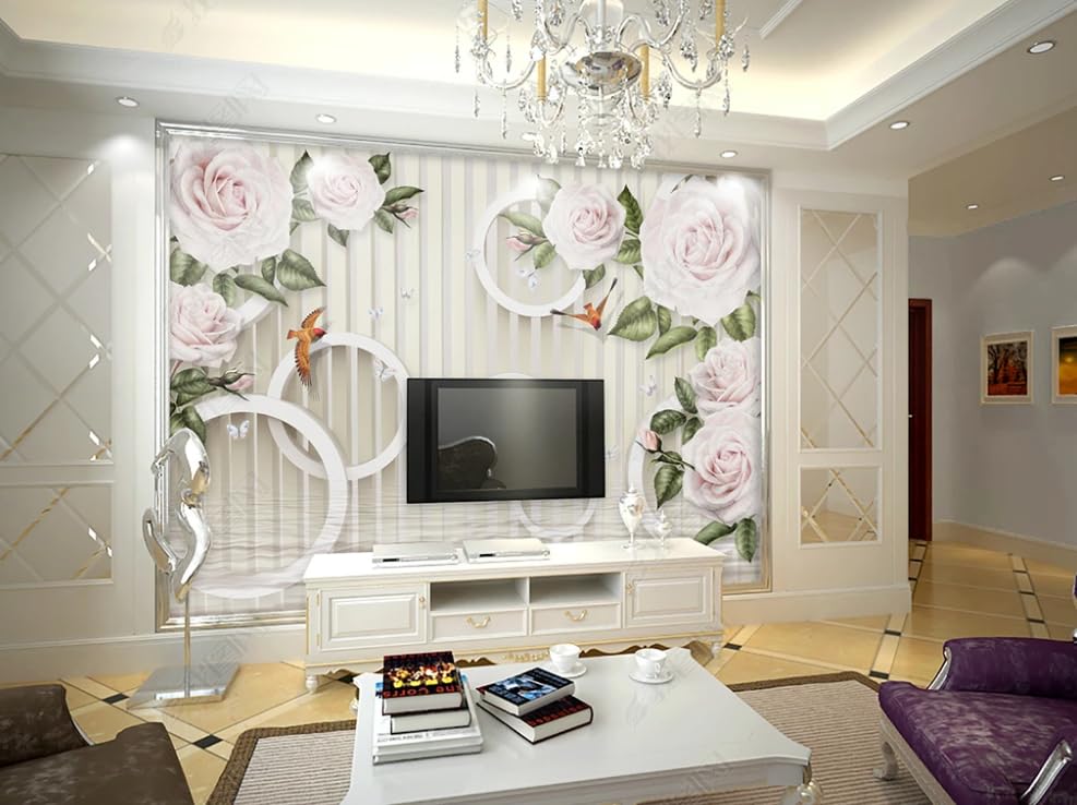 Papier peint intissé maison et fleurs grand format décoration murale salon - 2