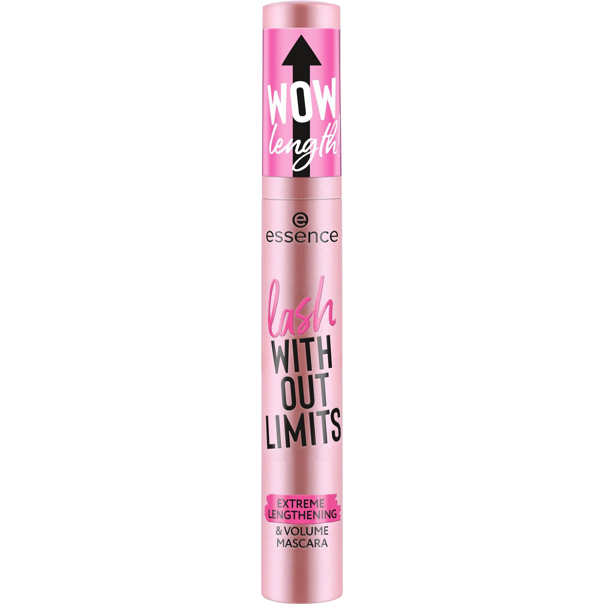 essence lash WITHOUT LIMITS EXTREME LENGTHENING & VOLUME MASCARA, lunga durata, volumizzante, ultra nero, allungamento (13ml)