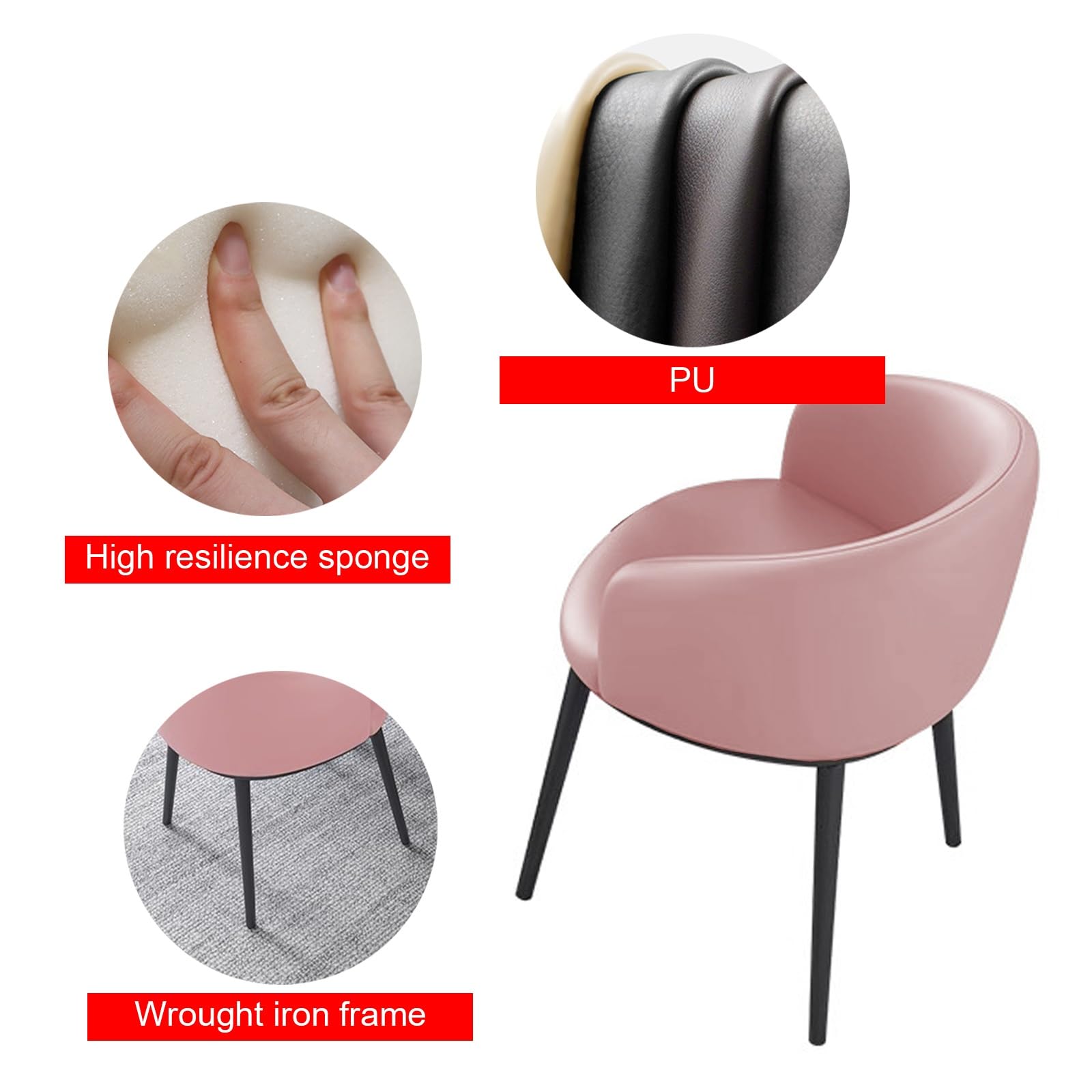 Tavolo con Sedie per 4, Tavolo da Conferenza, Tavolo Rotondo da Pranzo con 1 Tavolo e 4 Sedie(Pink)