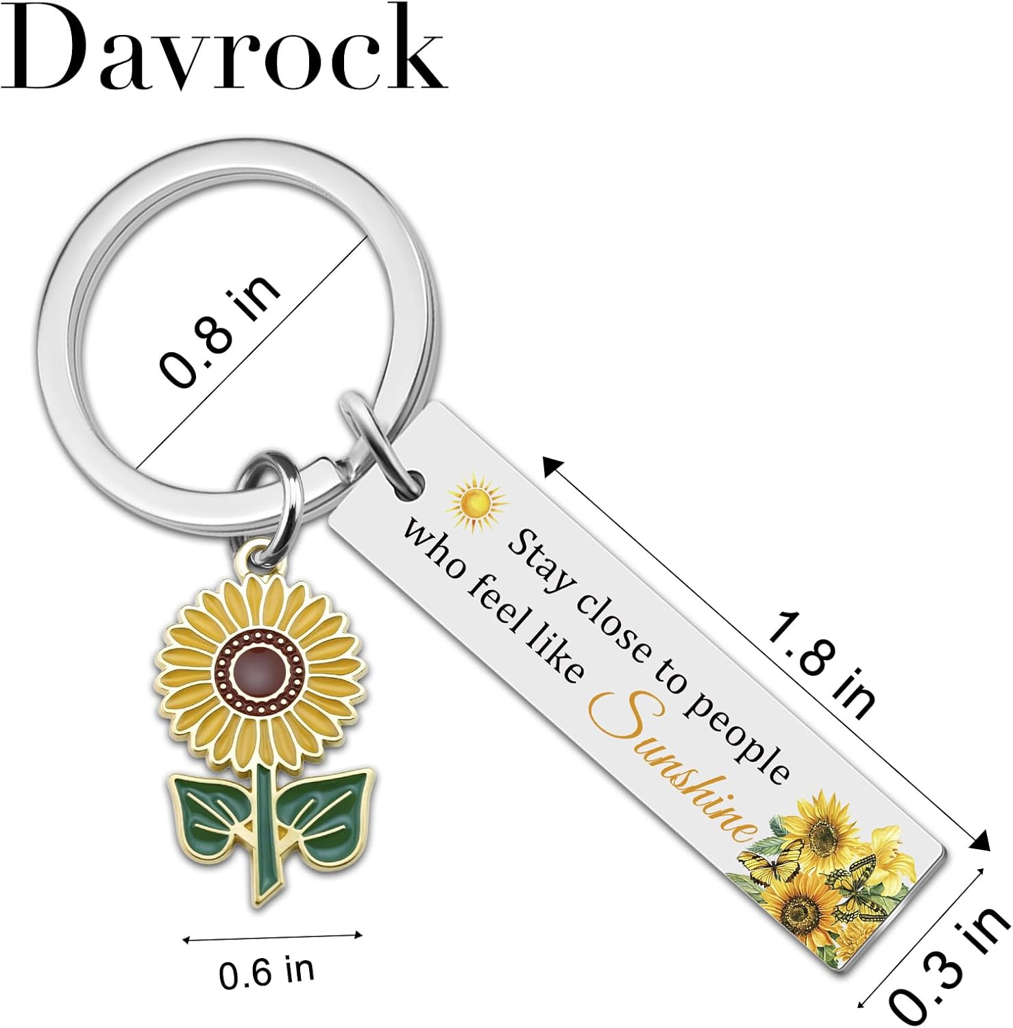 Sunflower Keychain Sunflower Gifts for Women Motivational Keychain Inspirational Gifts for Women Birthday Christmas White Elephant Gift Pendant Keyring for Bestie Bff Friends Female - Image 5