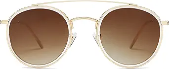 SOJOS Retro Round Double Bridge Polarized Sunglasses for Women Men Twin Beams Circular UV400 Sunnies SJ1104