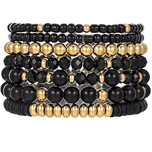 Zian Boho Colorful Crystal Beaded Bracelets Set for Women Bohemian Stackable Surfer Heishi Clay Gold Plated Beaded Stretch Bracelets Multilayer Bangles Summer Beach Vacation Jewelry Gift