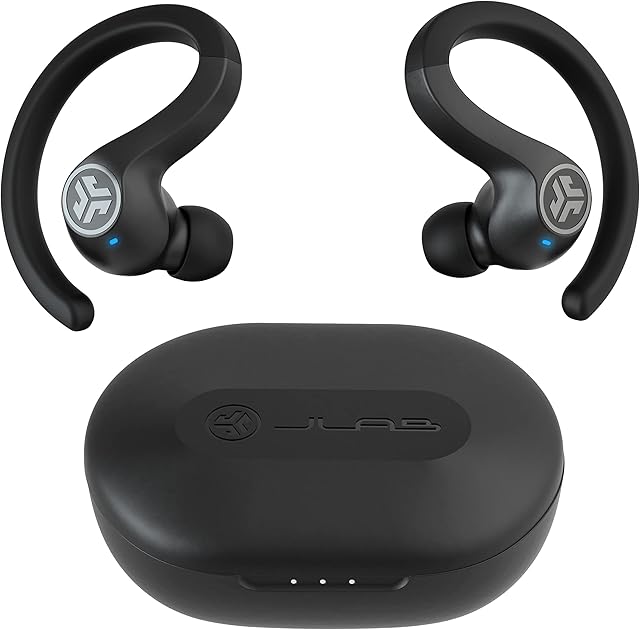 JLab JBuds Air Sport True Wireless Earbuds, Sports Headphones - Bluetooth Earbuds with IP66 Sweat Resistant and Be Aware Audio - Wireless Earphones Running with Charging Case, Custom EQ3 Sound, Black