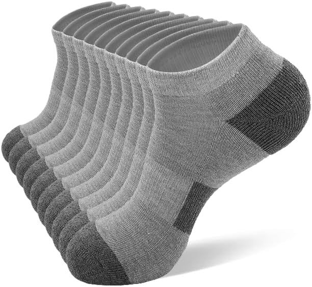 ZYLORBEX 10 Pairs Mens Ankle Socks, Cushioned Athletic Sports Socks with Arch Support,Mens Socks for Running Gym, Size 10–13