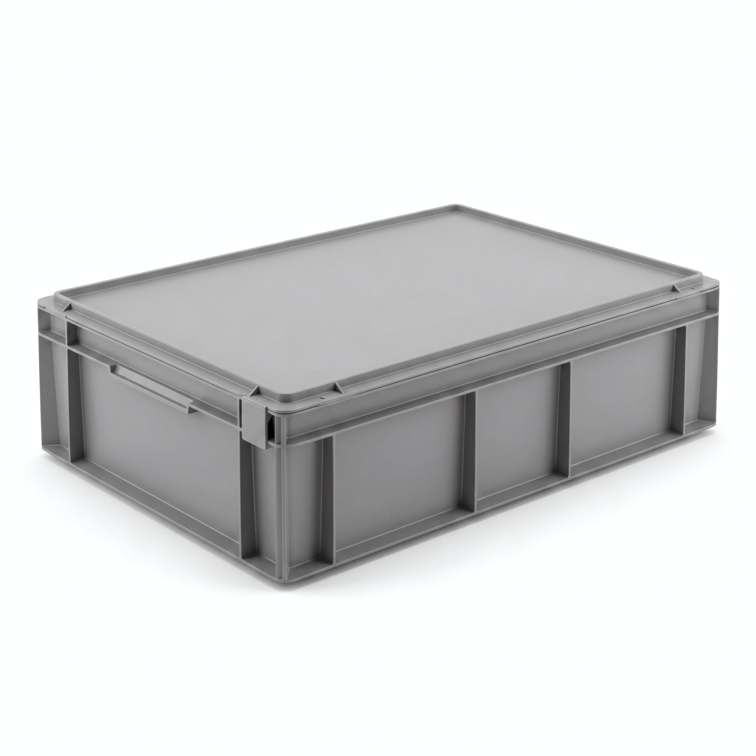 Horison Industries Euro Plastic Storage Containers with Lid 28 Liters – 600x400x161mm Stackable Crates for Heavy-Duty Use in Garage, Home & Storage Outdoor Use, Durable and Versatile Grey Tote Boxes