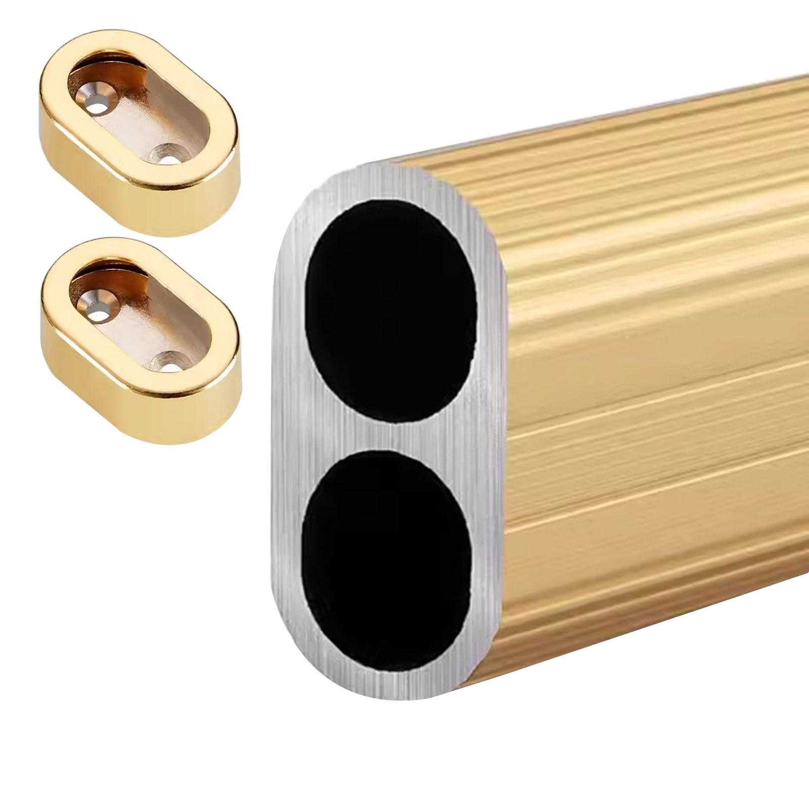 Schrankstange Schrankrohr Kleiderstange Anpassbar & Zuschneidbar Stangen Für Kleiderschränke Zum Aufhängen Von Kleidung, 20 28 43 51 59 63 Zoll Lang Aluminium Kleiderbügelstange(Gold,L 60cm/23.6inch)