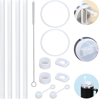 13pack Spill Proof Stopper Set Compatible with Stanley Quencher H2.0 40oz, Cup Accessories for Stanley Replacement Straw 40 oz, Long Reusable Straws Compatible with Stanley Straw Cover