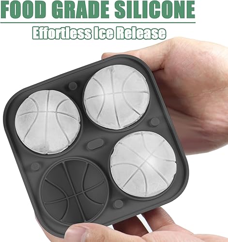 Miniatura 5 de Bandeja para cubitos de hielo de baloncesto 3D, molde para cubitos de hielo con embudo para cócteles, bourbon, brandy, regalos de whisky para