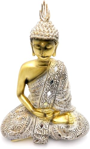 Miniatura 4 de Estatua de Buda para decoración del hogar, mosaico moderno de 10 pulgadas de alto, estatuas y figuras de Buda zen para oficina, sala de meditación,