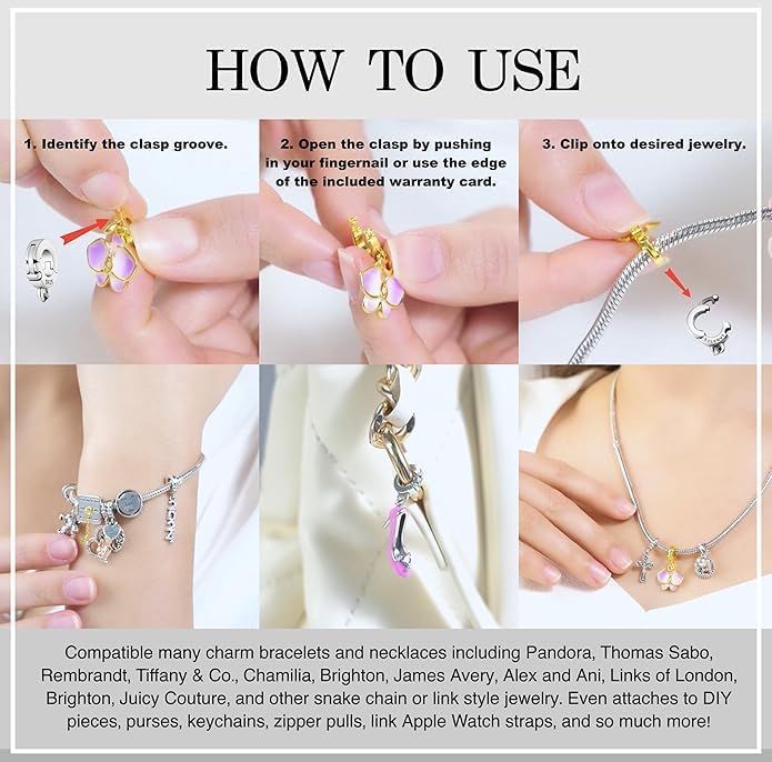 Bolenvi Evil Eye with Real Turquoise Stones Dangle Pendant, Omni Clasp Clip on 925 Sterling Silver Charms, Compatible with Pandora & Similar Charm Bracelets, Necklaces & DIY Jewelry - Image 3