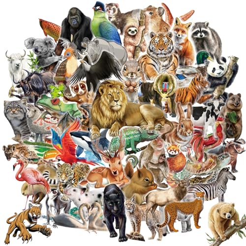 Animal Stickers for Kids 100Pcs Transparent Animal Stickers Jungle Wild Safari Zoo Theme for Teens Boys Girls Waterproof Decals for Scrapbook Water Bottle Laptop Classroom Party Supplies