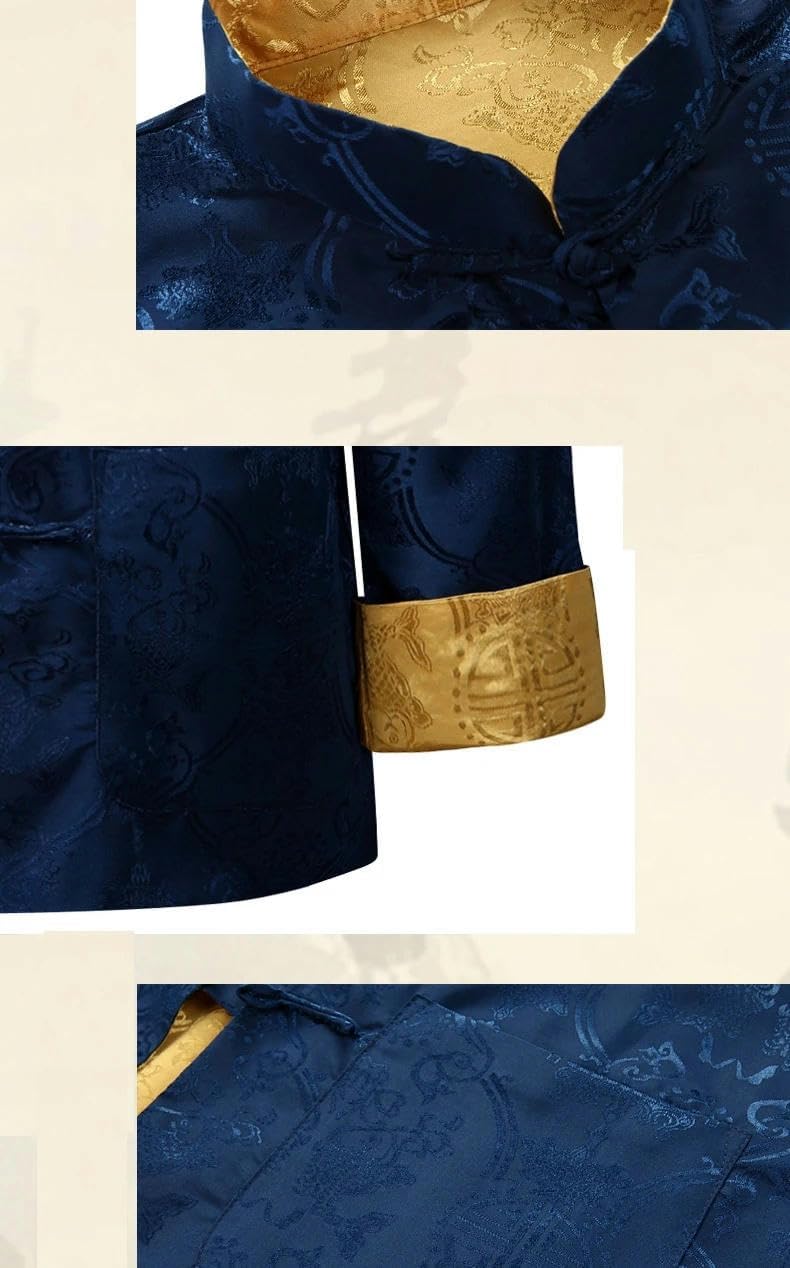 Tang Suit Chinese Shirt Style Jacket Collar Traditional Chinese Clothing Men Kungfu Cheongsam Top Hanfu Both Sides
