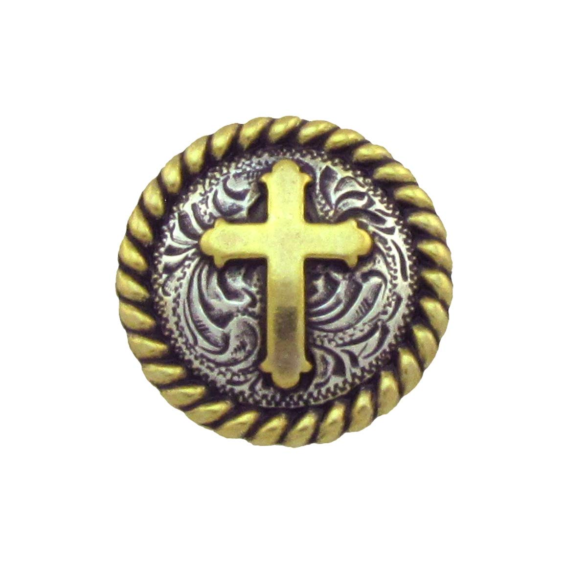 TG,LLC Treasure Gurus Christian Cross Silver and Gold Concho Leathercraft Accesory