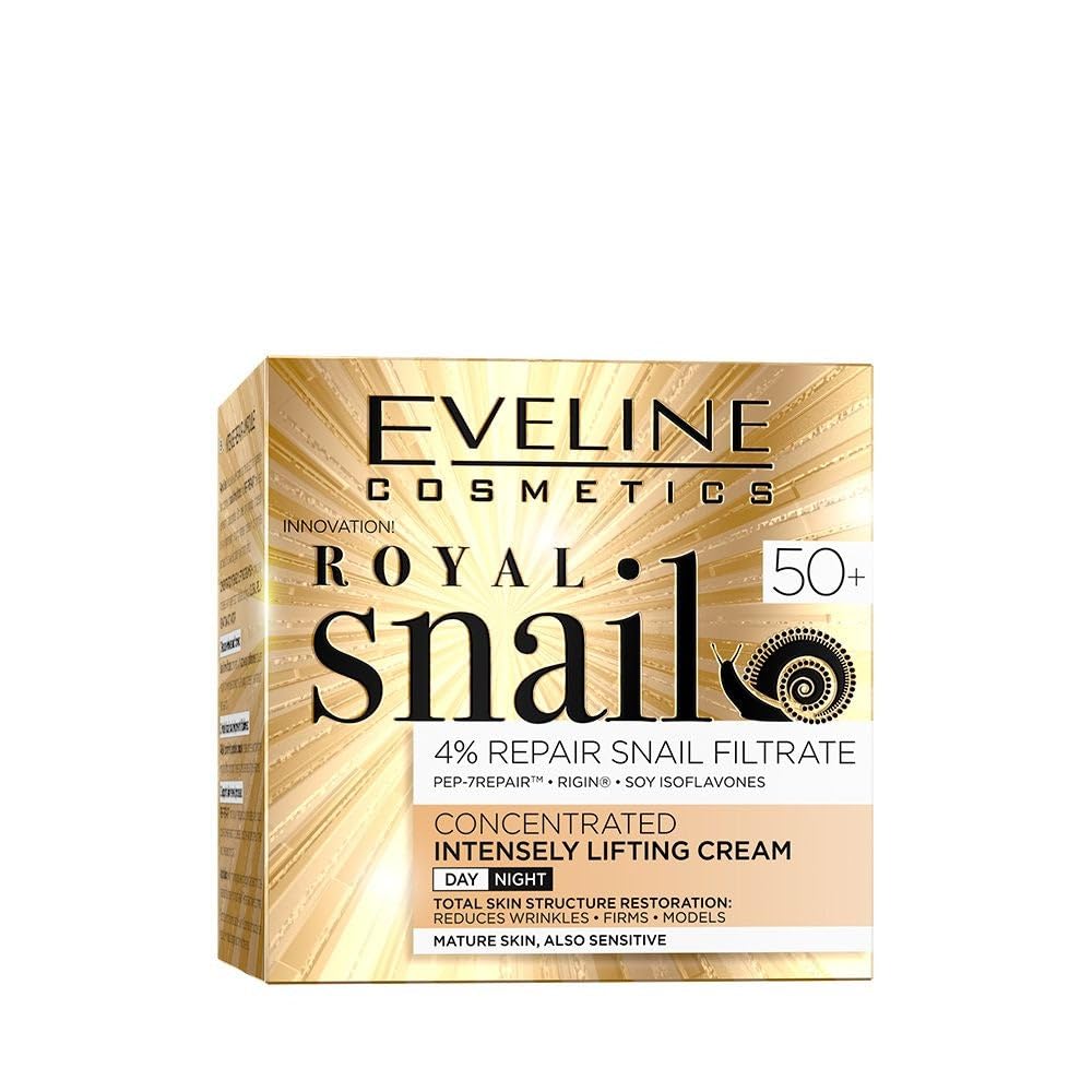 Eveline Cosmetics Royal Snail ROYAL SNAIL Concentrated Lifting Cream 50+ with Snail Mucin & Soy Isoflavones, Anti-Wrinkle & Skin Firming, 50ml