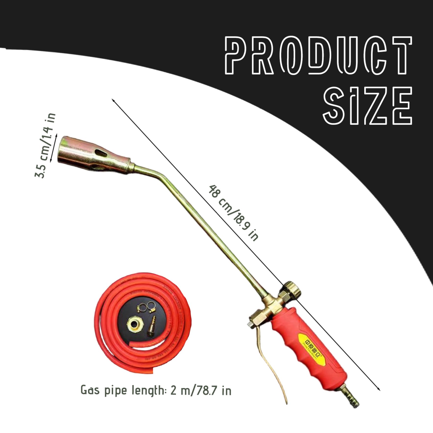 Brûleur de mauvaises herbes, torche portable au propane Biswitch avec tuyau de 2 m et poignée antidérapante pour jardin, bois, glace, neige, route
