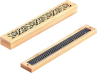 お香立て 横置き お香 ケース 線香立て 横置き 木製香炉 フタ付き お香入れ 繊細な透かし彫り 美しい 竹細工 防火 おしゃれ 線香入れ 仏具 仏壇