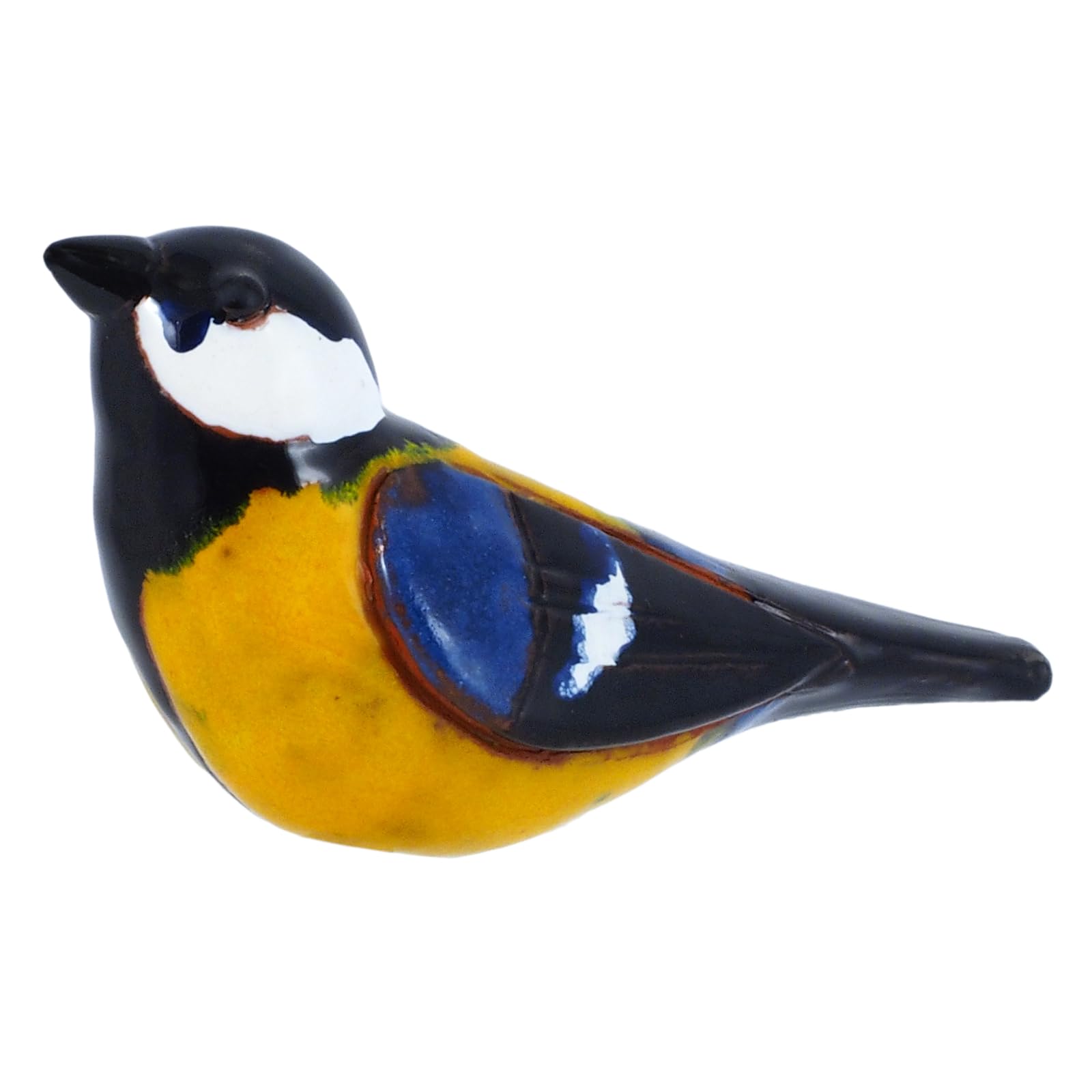 Gartenstecker Keramik Handgefertigt - Gartendeko für Draußen Wetterfest - Garten Deko Keramik - Vogel Gartenfiguren & Gartenstatuen - Blaumeise/Meise