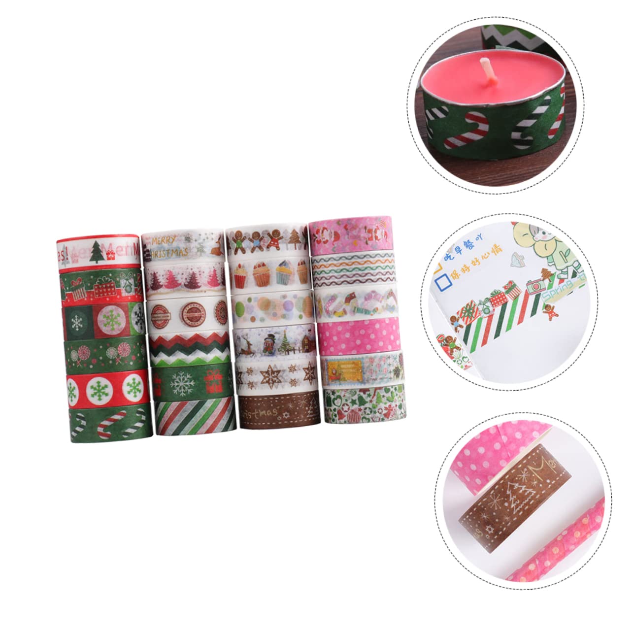Didiseaon 72rollos Cintas Washi Decorativas De Navidad De Adhesivo para Manualidades y Tarjetas Festivas Diseño Temático Navideño