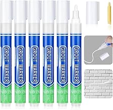 Flintronic White Tile Joint Pen, 6 x Grout Tile Pens, Waterproof Marker Seals, White Grout Renovator for Bathroom, Kitchen, Tiles, Floor