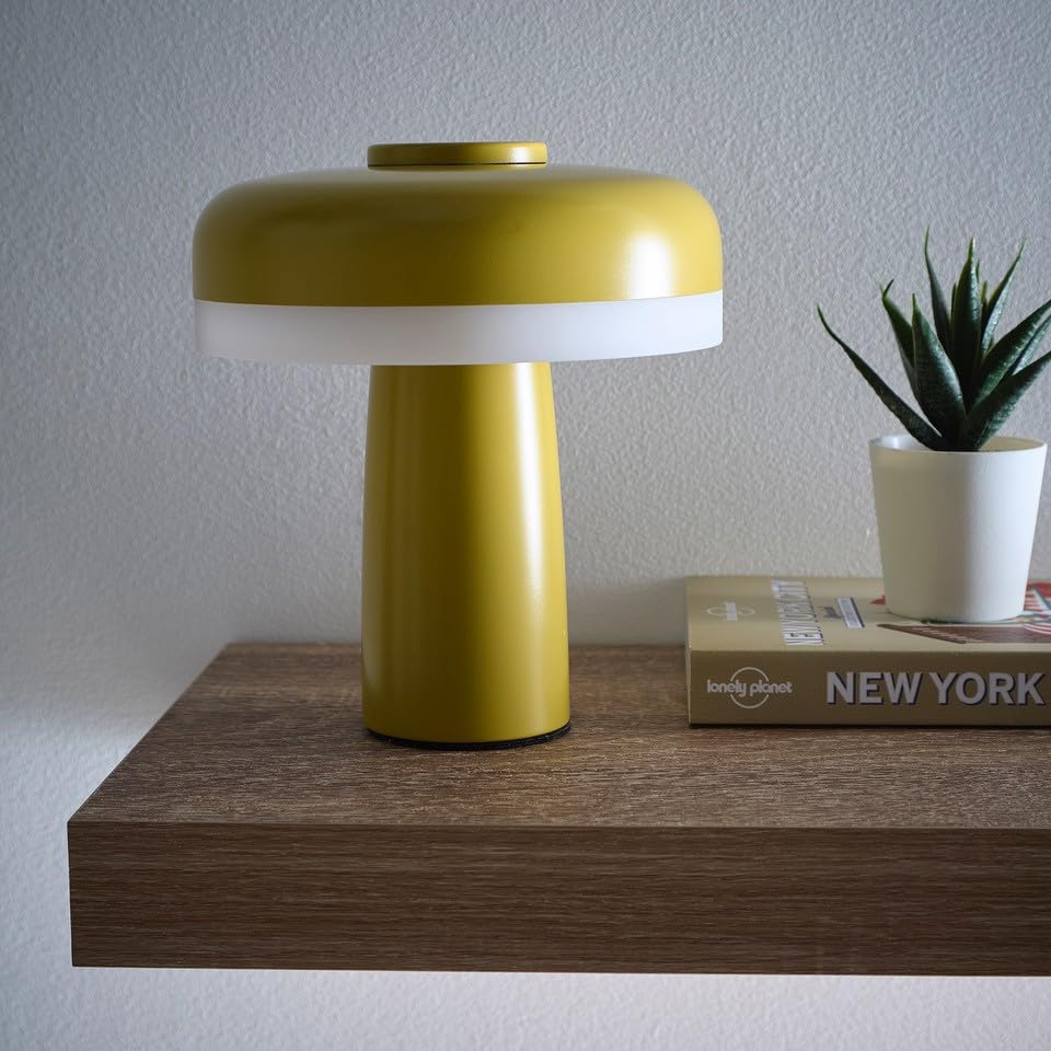 Rechargeable LED Table Lamp with staged dimming in Black, Cream, Light Blue, Green, Ochre, Red and Pink (Ochre)