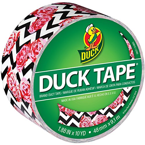 Duck Brand 283927 Printed Duct Tape, Flower Chevron, 1.88 Inches x 10 Yards, Single Roll