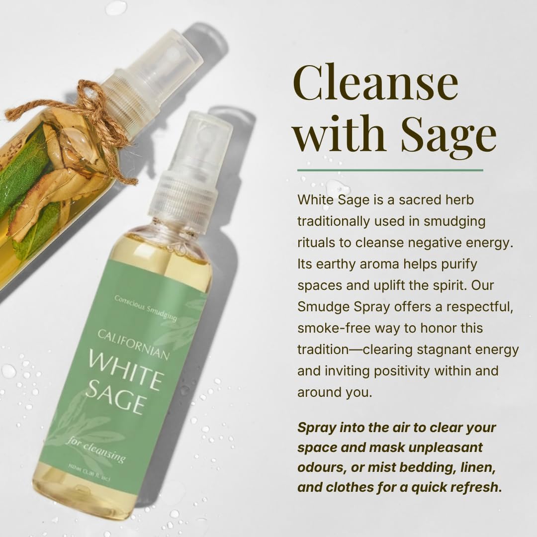 White Sage Smudge Spray Mist Gift Set by Aromafume | 3x50ml | White Sage with Lavender & Palo Santo | Air Freshener Sprays for Home, Fabric & Linen Mist | For Cleansing Negative Energy & Protection