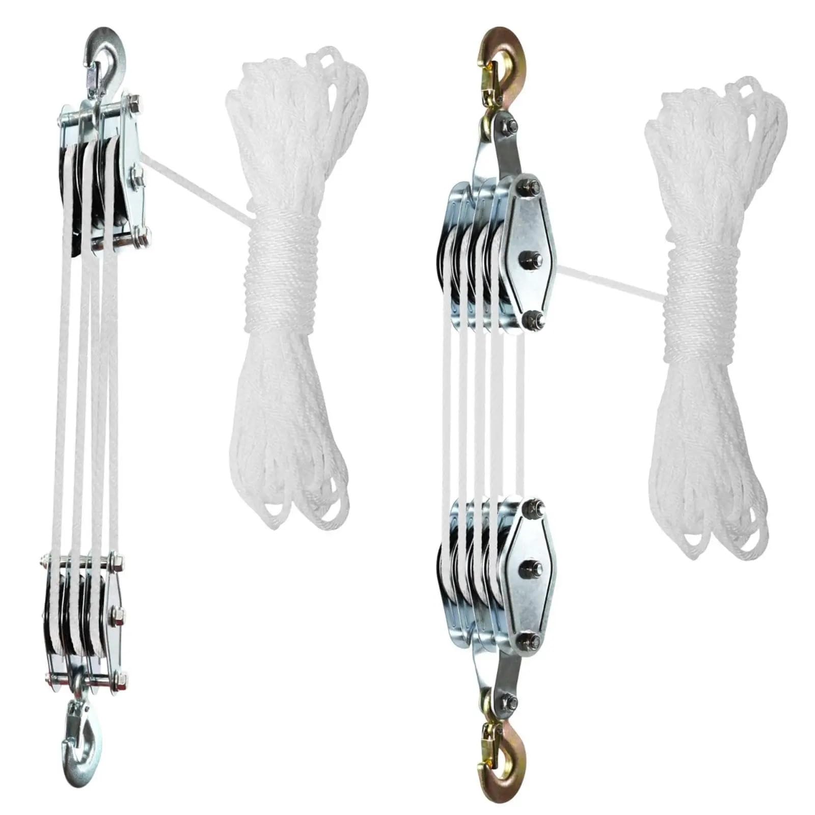Edelstahl Flaschenzugrolle Für schweres Heben, Block- und Flaschenzugsystem Riemenscheibe(20 m Rope)