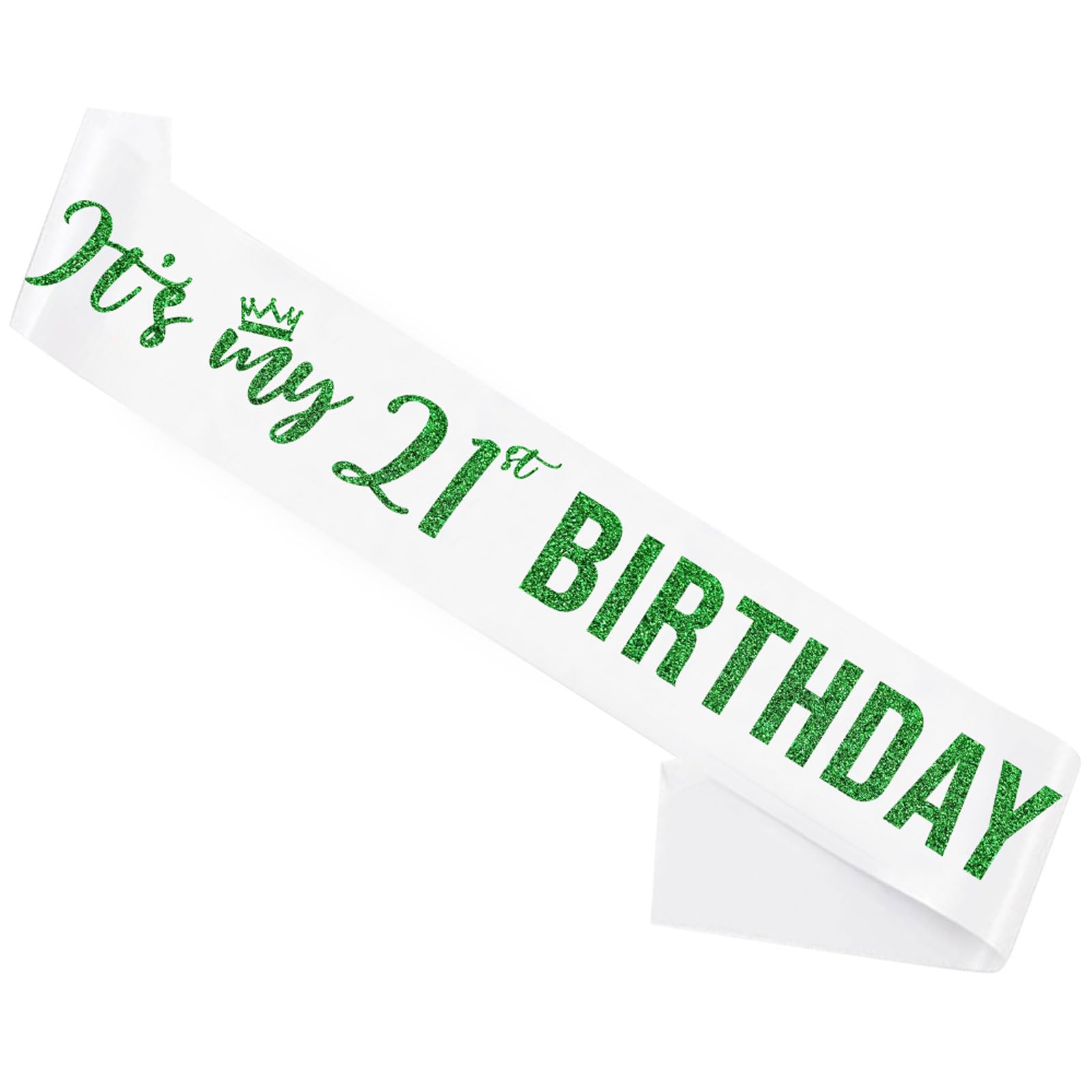 It’s My 21st Birthday Sash,21st Birthday Sash,Glitter Letter 21st Birthday Sash for Girls,Happy 21st Birthday Party Decorations,White and Green