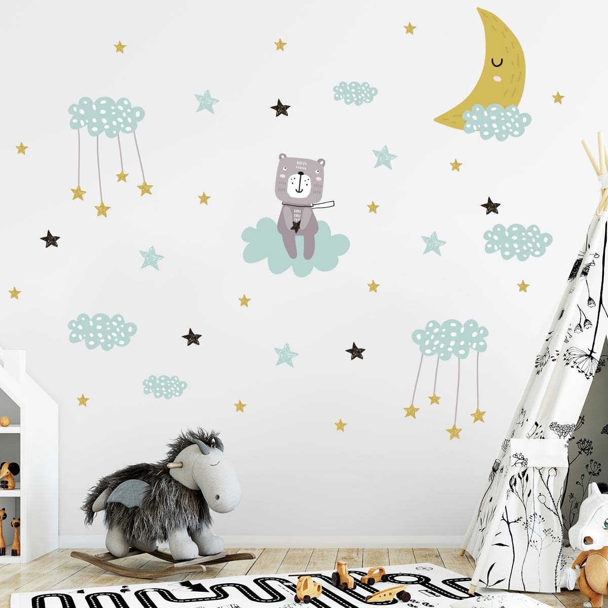 Pegatinas de pared para niños, decoración del dormitorio del bebé, adhesivo de pared escandinavo, 120 x 180 cm