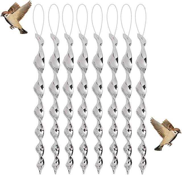8Pcs Reflective Bird Deterrent Rods,Keep Birds Away From Your Home,Garden,Patio,Scare and frighten pigeons,seagulls,owls and many more with these bird repellents