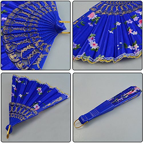 Miayon 10Pcs Floral Folding Hand Fan Vintage Retro Silk Handheld Fans Lace Folding Fan Wedding Dancing Church Party Gifts (Random Color) #TOP5