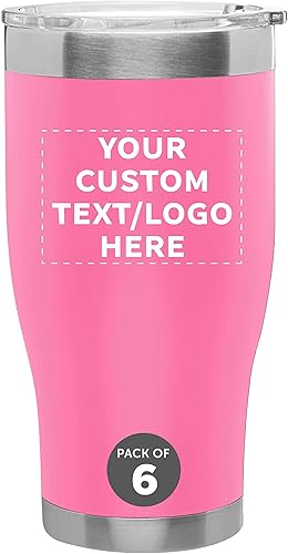Juego de 6 vasos personalizados Challenger de acero inoxidable de 28 onzas, paquete a granel personalizado, perfectos para licuados, café helado,