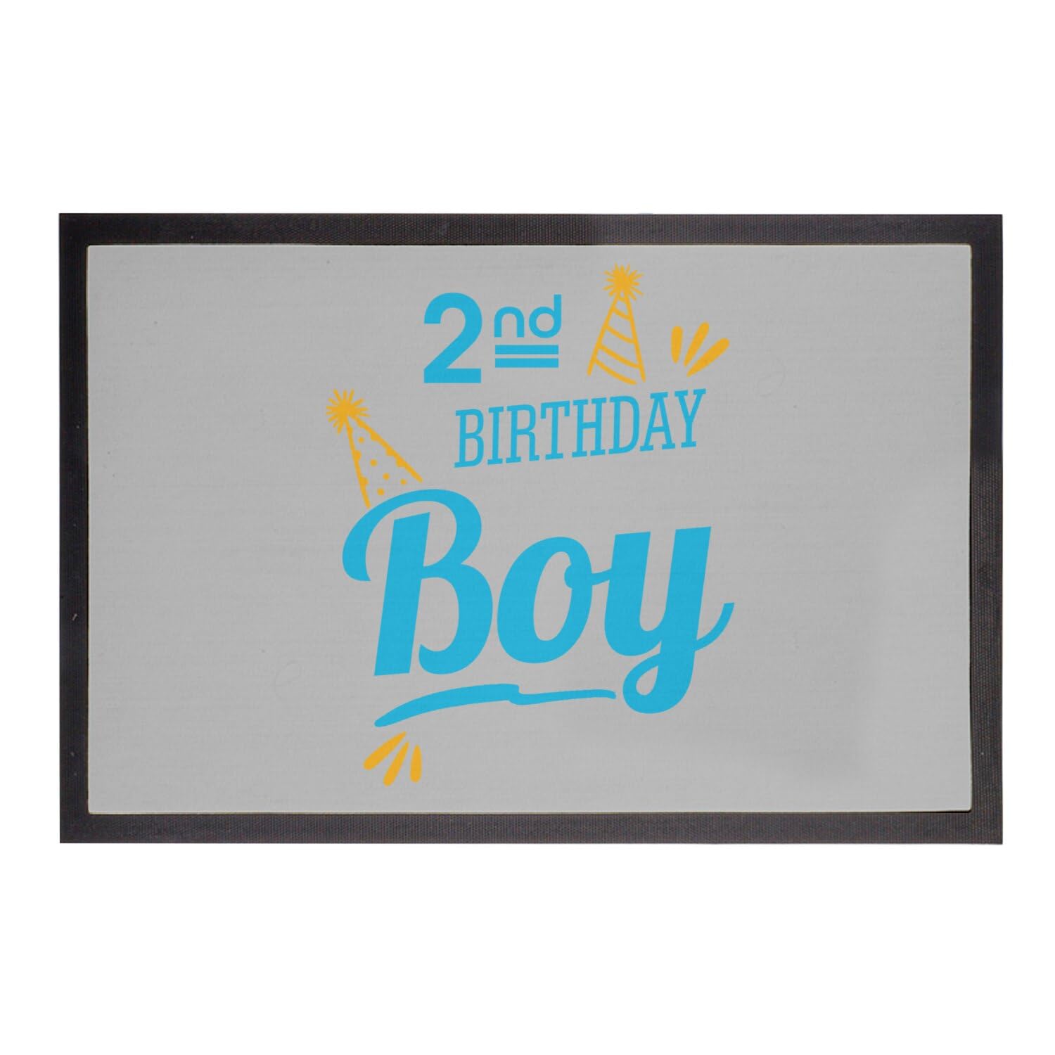 Paillasson gris grand format tapis entrée anniversaire 2 ans garçon 75x50