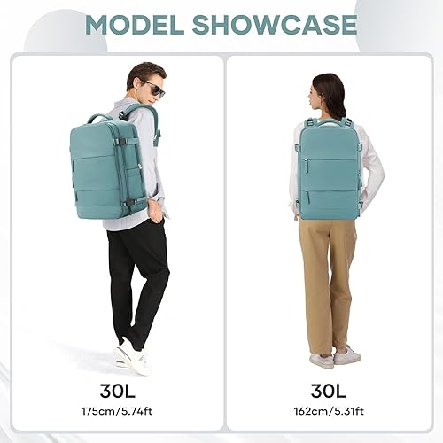 Miniatura 8 de coowoz Mochila de viaje grande para mujeres y hombres, mochila de mano aprobada por vuelo, mochila de senderismo impermeable para deportes al aire