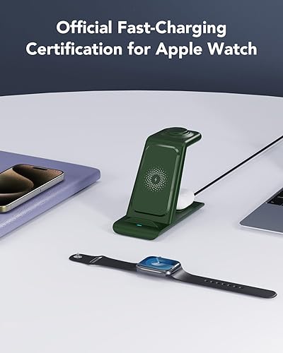 Miniatura 6 de HATALKIN Estación de carga inalámbrica 3 en 1 compatible con múltiples dispositivos, Apple Watch 8 Ultra 7 SE 6 5 4 AirPods Pro 2nd iPhone 14 13 12