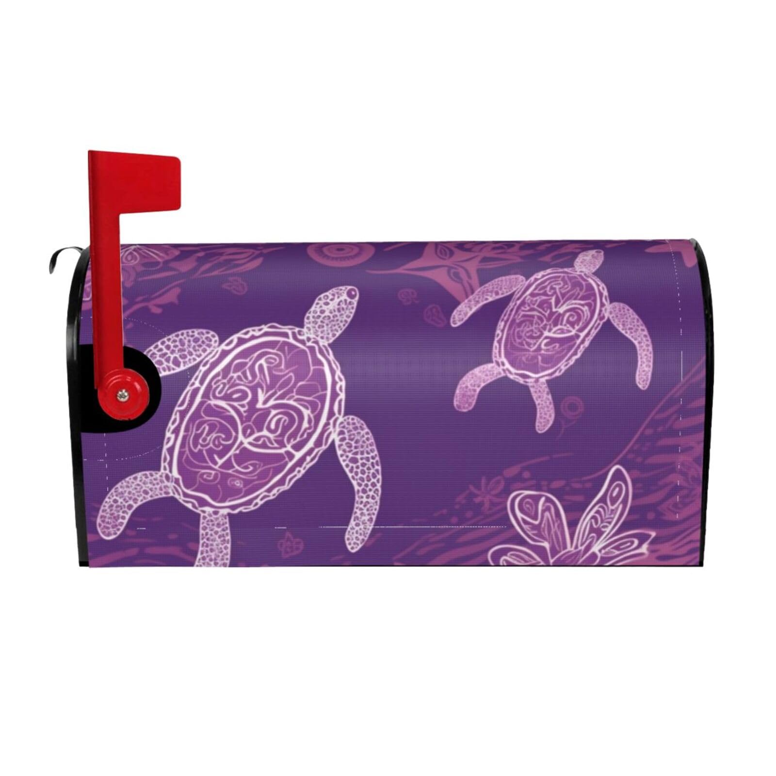 Hawaii with Purple sea Turtle Mailbox Covers Magnetic Wraps Post Letter Box Cover Garden Home Decor 25.5x21 in