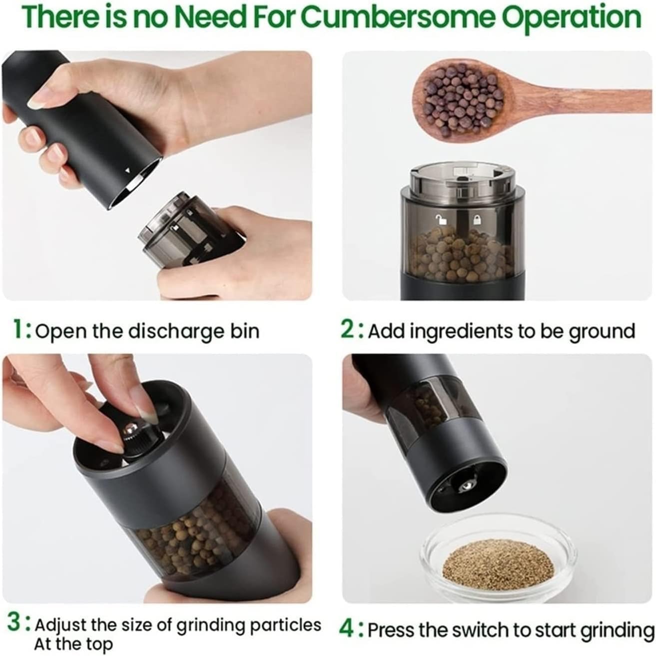 Gravity Electric Salt and Pepper Grinder Set- Battery Operated Automatic Salt and Pepper Mills,Adjustable Coarseness,One-Handed Operation,Stainless Steel