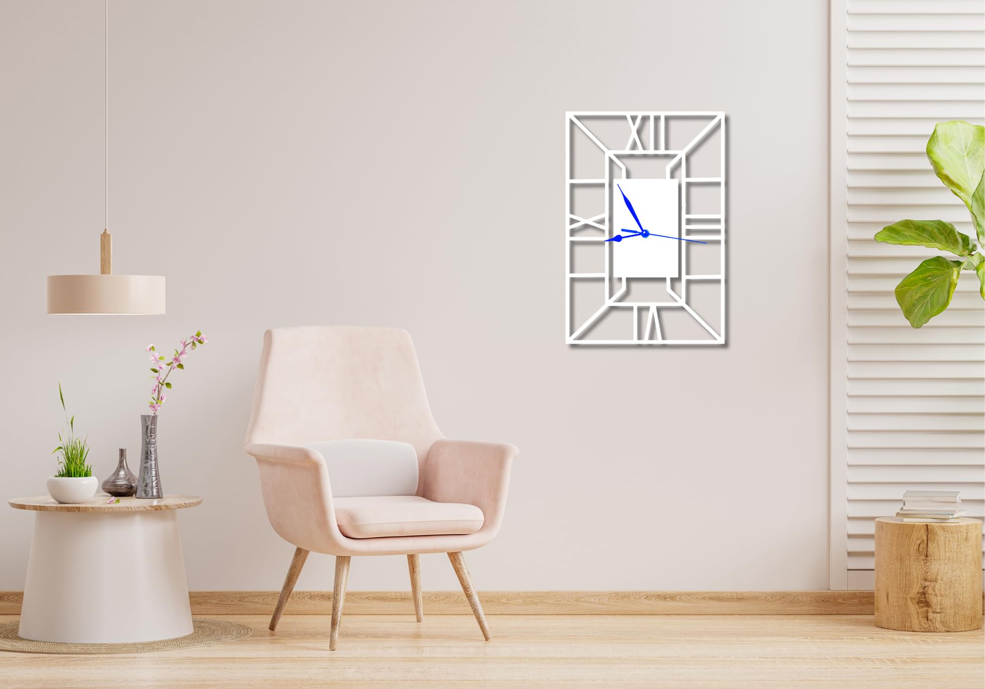 Ventuos® Modern & Stylish Metal Wall Clock for Living Room, Bedroom, School, Office, Kitchen & Bar Designer Wall Watch for Home and Hall (2 Hands Free) - - Rectangle Roman (White-50 Cm (20 Inch)) 4