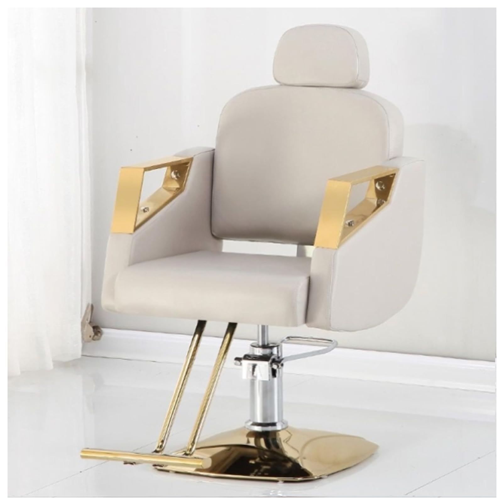 OZBMA Reclining Salon Barber Chair with ty Hydraulic Pump 360° Swivel Hairdresser for Stylists Comfortable White Beauty Salons and Spas