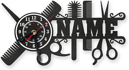QNTYCT Reloj de pared personalizado para peluquería, con texto personalizado, decoración de pared, regalo personalizado perfecto para peluqueros,