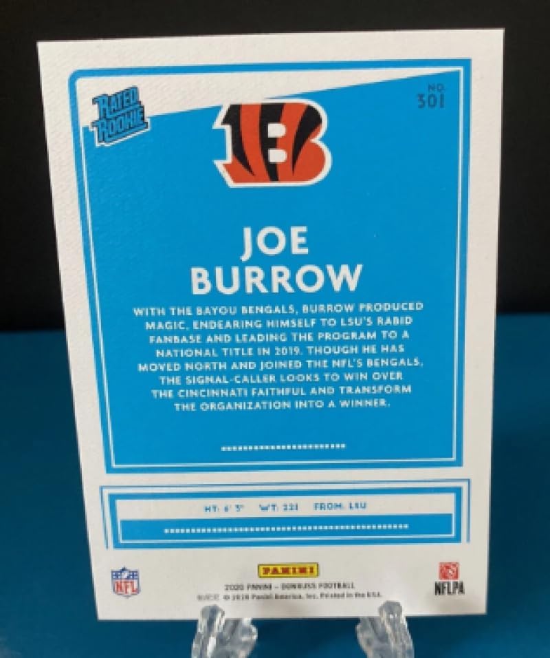 Football Trading Card 2020 Donruss Rated Rookies Canvas #301 Joe Burrow EX/NM RC Rookie Bengals