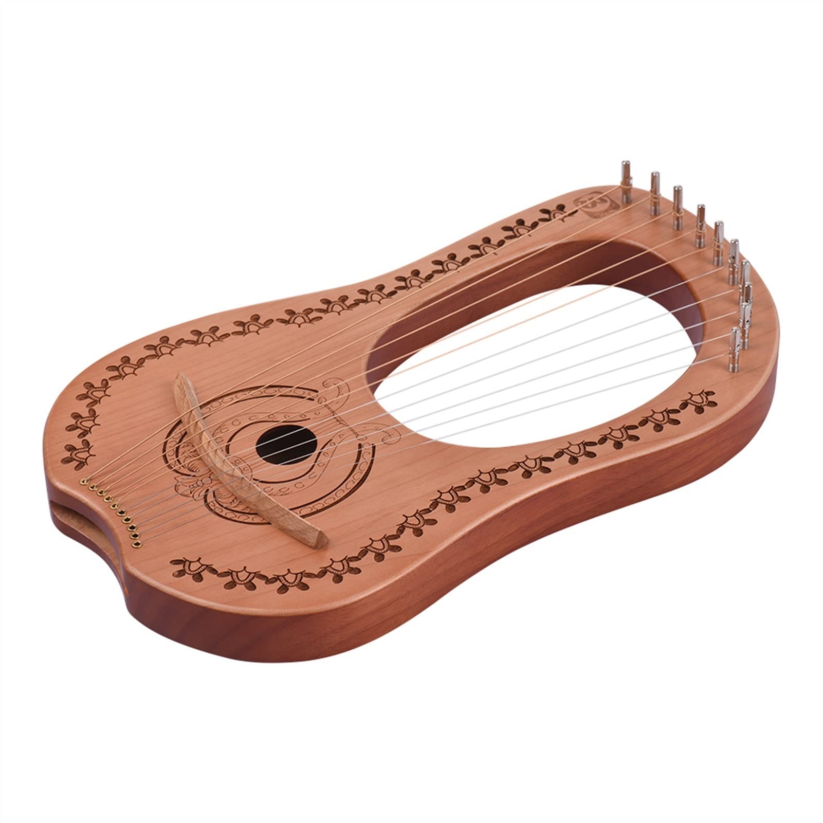 TSTS Lyre Instrument 10 Saiten Holz Ahorn Mahagoni Lyre Harp Instrument Holz Lyre Harp Metall Saiten Musikinstrument