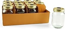 Mason Jars 12pk, Pint Canning Jars and Lids, Bulk Glass Jars for Preserves, Salsas, Iced Coffee, Drinking Glasses, Candle Making 16 oz