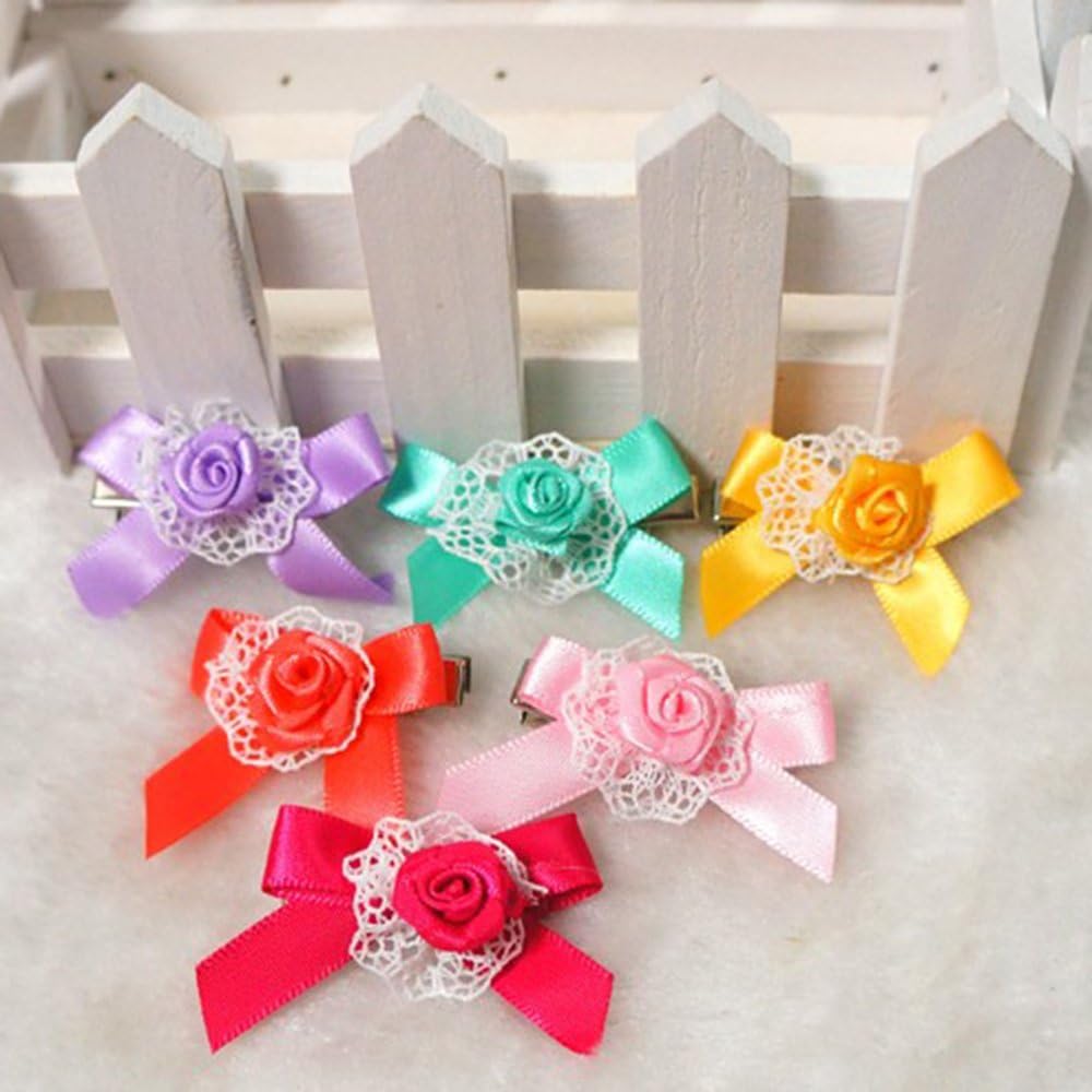 Petline Dog Hair Clips Bowknot Headdress Flower Pet
